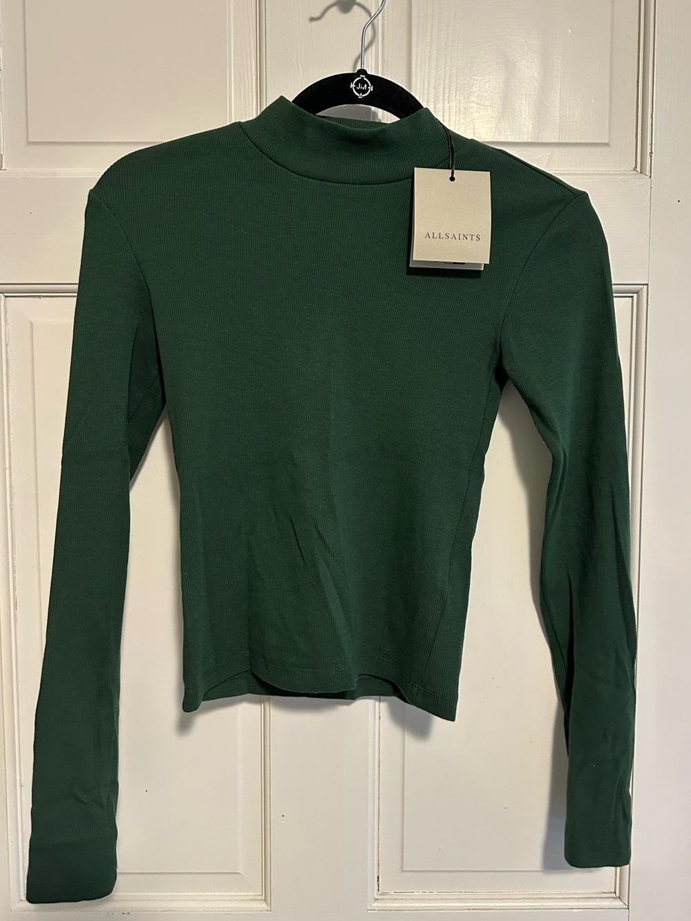 AllSaints Forest Green Mock Neck Long Sleeve Top
